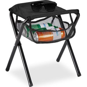 Klapphocker, mit Tasche, bis 120 kg belastbar, faltbar, leicht, Campinghocker hbt: 39 x 29 x 35 cm, schwarz - Relaxdays