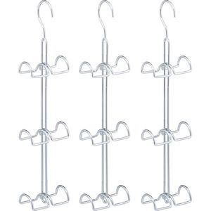 3x tassen opberger 6 haken - handtas organiser - opbergsysteem - hanger zilver