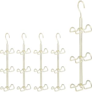 Relaxdays 5x tassen opberger 6 haken - handtas organiser - opbergsysteem - hanger goud