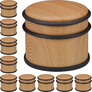 10x deurstopper binnen - rubber - 8 cm - deurvastzetter - houtlook - deurhouder