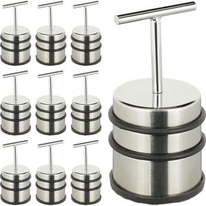 10x deurstopper rvs - deurbuffer - deurstop rond - deurbeschermer - handvat