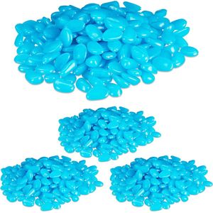 Relaxdays 800x siergrind tuin - siersteentjes fluorescerend - tuinstenen blauw - aquarium