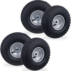 4x steekwagenwiel 3.00-4 - reserveband - staal - luchtband - bolderkarwiel