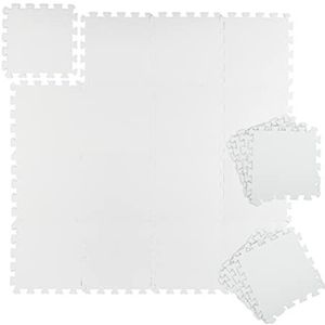 Relaxdays fitness puzzelmat, 24 stukken, telkens 30x30 cm, vloermat voor sport & fitness, 1m², uitbreidbaar, in het wit