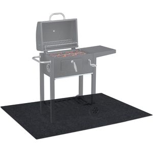 Relaxdays BBQ mat - barbecue vloermat - antislip - 120 x 100 cm - bbq kleed - antraciet