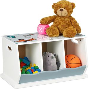 Relaxdays speelgoedkast 3 vakken - 32,5 x 60 x 36 cm - kinderkast - opbergkast kinderen