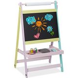 Relaxdays schoolbord kinderen - krijtbord met rol papier - staand - tekenbord - speelbord