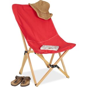 Relaxdays campingstoel hout - inklapbare vlinderstoel - balkonstoel - klapstoel tuin