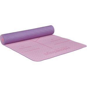 Relaxdays yogamat - 180 x 60 cm - met symmetrielijnen - sportmat - 5 mm - roze/paars