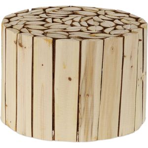 Relaxdays Plantenkruk - dennenhout - plantentafel - rond - houten kruk - binnen - XL