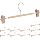 Relaxdays broekhangers met knijpers - set van 10 - kledinghanger roze - kleerhangers broek
