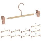 Relaxdays broekhangers met knijpers - set van 10 - kledinghanger roze - kleerhangers broek