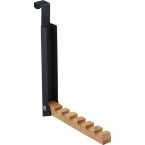 Relaxdays Inklapbare deurhaak - deurkapstok- modern - deurgarderobe - ijzer & hout - zwart