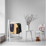 Relaxdays - Kledingrek - Wit-Grijs - Vrijstaand - Kledingroede & Vak - Max. 15 kg