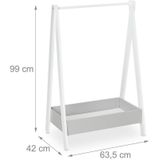 Relaxdays - Kledingrek - Wit-Grijs - Vrijstaand - Kledingroede & Vak - Max. 15 kg