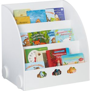 Relaxdays kinderboekenkast - 3 vakken - 60 x 58 x 45 cm - kinderkast - boekenrek kinderkamer - wit