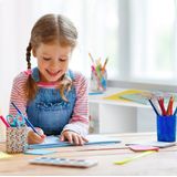 Relaxdays kinderbureau x x 38 cm - 2 lades - opbergruimte - met rand - wit-grijs