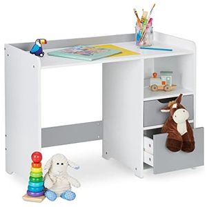 Relaxdays kinderbureau met lades - kindertafel met opbergruimte - klein bureau kinderkamer