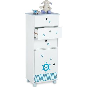 Relaxdays ladekast kinderkamer - dressoir kind - 3 lades - kinderkast - hoog nachtkastje