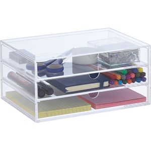 Relaxdays bureau organizer lades - make-up organizer acryl - transparante organizer bakjes