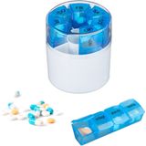 Relaxdays pillendoos 7 dagen - 4 vakken - Duits - BPA-vrij - week - wit-blauw