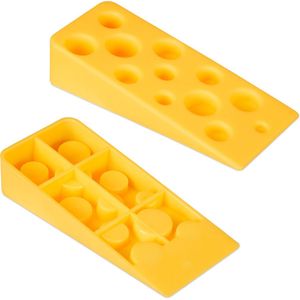 Relaxdays deurwig kaas - set van 2 - deurstopper - wig - rubber - slipvast - geel