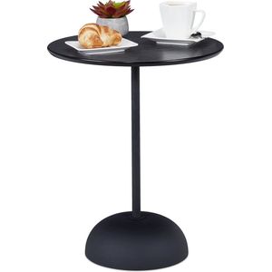 Relaxdays bijzettafel metaal - salontafel zwart - koffietafel rond - bijzettafeltje