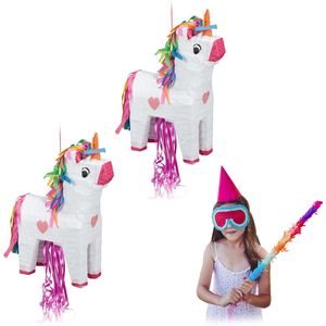 Relaxdays 2 x pinata eenhoorn - unicorn - piñata - verjaardag - kinderen - meisjes