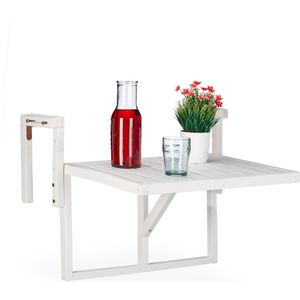 Relaxdays klaptafel balkon, hoogte verstelbaar, inklapbaar, HBD: ca. 55 x 70 x 65 cm, hout, kleine balkontafel, wit