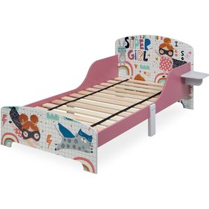 Relaxdays peuterbed met uitvalbeveiliging - kinderbed 70x140 - meisjesbed - laag juniorbed