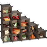 Relaxdays vakkenkast met 15 vakken - room divider - modulaire kast - kubuskast - open