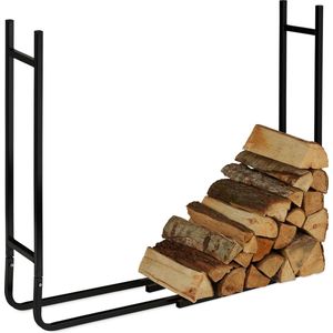 Relaxdays brandhoutrek staal - houtopslag voor stookhout - haardhout rek - haardopslag