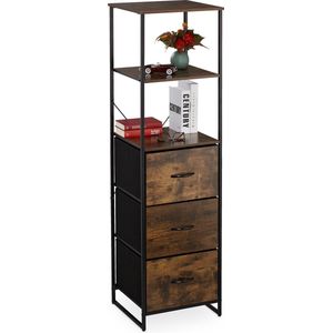Relaxdays ladekast - 3 lades - 2 planken - industrieel - 155 x 43 x 42,5 cm - woonkamer