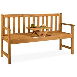 Relaxdays tuinbank met tafel - 90 x 152 x 56 cm - 3-zits - hout - tuin - balkon - naturel