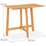 Relaxdays klaptafel - hout - rechthoekig - inklapbaar - 73 x 80 x 50 cm - opklaptafel muur - buiten