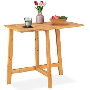 Relaxdays Rechthoekige klaptafel, hout, terras, buiten, balkon, tuin, inklapbaar, HLP: 73 x 80 x 50 cm, natuur