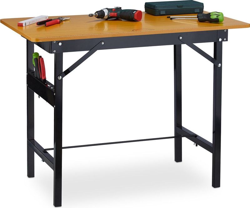 Relaxdays werkbank/werktafel inklapbaar - mdf en staal - tot 100 kg
