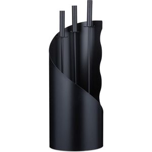 Relaxdays haardset - modern - 4-delig - staal - pook - schep - bezem - haardstel open haard