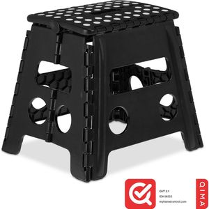 Relaxdays - Klapphocker faltbar, Camping Hocker, Kinder Badhocker, bis 150 kg, Kunststoff, HxBxT: 30 x 37 x 29 cm, schwarz