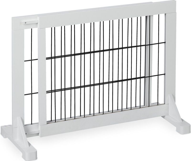 Relaxdays veiligheidshekje uitschuifbaar, trap-en deurhek, HxB: 56x70-115 cm, voor kinderen of dieren, vrijstaand, wit