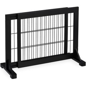 Relaxdays traphekje - uitschuifbaar - zonder boren - 56x70-108 cm - kinderhekje - zwart