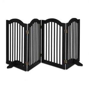 Relaxdays Vrijstaand beschermend hek, H x B 70 x 205,5 cm, 2 poten, honden, opvouwbaar, zwart