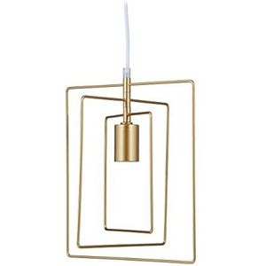 Relaxdays hanglamp rechthoekig, moderne plafondlamp, E27, HBD: 32 x 32 x 28 cm, woonkamer, pendellamp metaal, goud