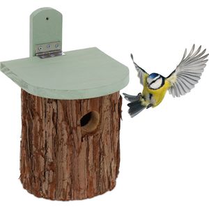 Relaxdays vogelhuisje voor wilde vogels - vogelkast - nestkastje - tuindecoratie - natuur