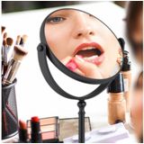Relaxdays make up spiegel op voet - 2x vergrotend - dubbelzijdig - draaibaar - scheerspiegel - zwart