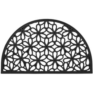 deurmat rubber - bloemenpatroon - 45 x 75 cm - halfrond - antislip - binnen en buiten