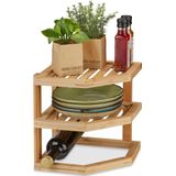 Relaxdays keukenrek aanrecht - bordenrek bamboe - keukenkast organizer- hoekrek keuken