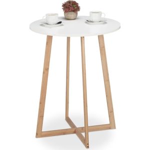 Relaxdays ronde eettafel - kleine keukentafel 75x60 cm - eetkamertafel bamboe - woonkamer