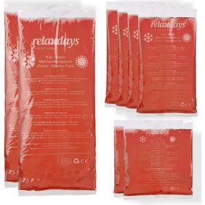 Relaxdays hot cold pack - set van 8 - warmte koude pack - 3 groottes - gel pack - rood