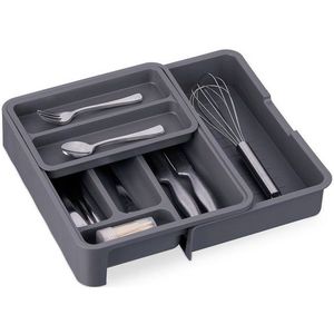 Bestekbak - Uitschuifbaar - Organizer - Grijs - Kunststof - 7 Vakken